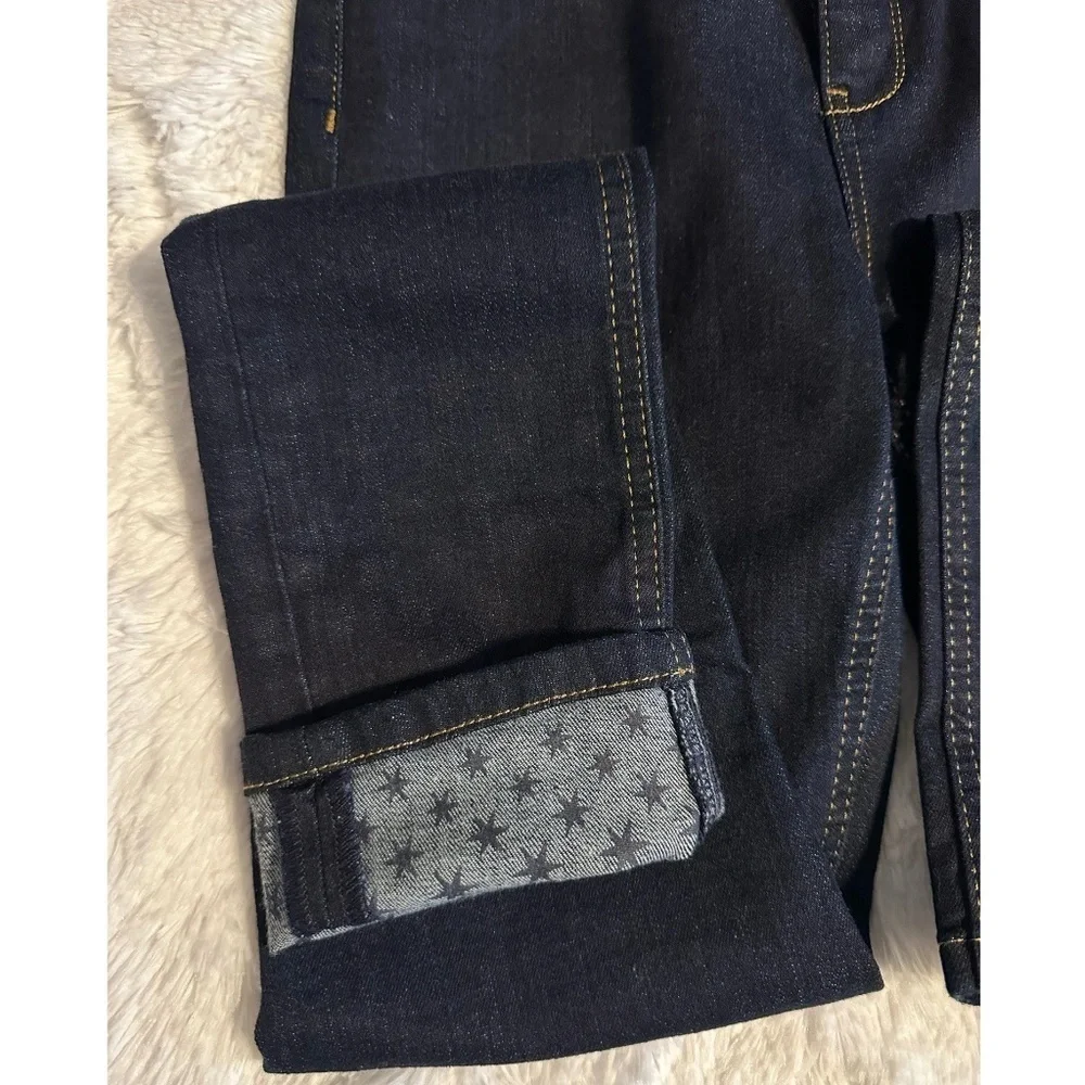 Ted Baker Classic Skinny Dark Wash Jeans Star Printed Cuff - Picture 10 of 13